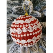 Новорічні кулі червоні з намистинами Ø100мм, ціна за набір 2 шт (SH212)